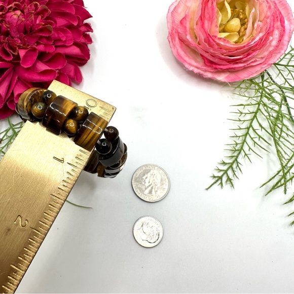 NEW⚜️Genuine Tiger’s Eye Gemstone Beaded Bracelet - Picture 5 of 5